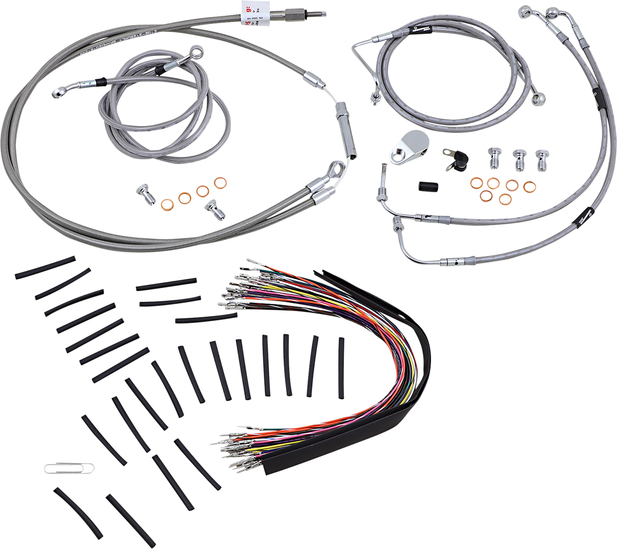 BURLY BRAND Handlebar Cable/Brake Line Kit - Complete - 13" Ape Hanger Handlebars - Stainless Steel B30-1102