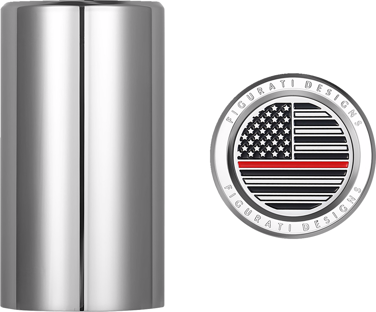 FIGURATI DESIGNS Docking Hardware Covers - American Flag - Red Line - Long - Stainless Steel FD73-DC-2545-SS