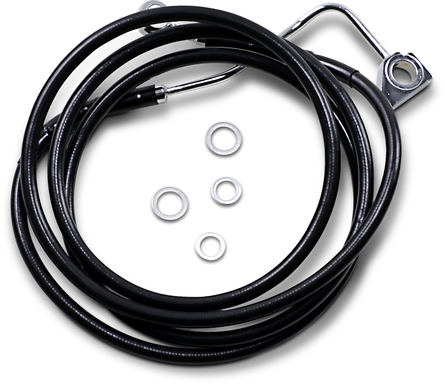 DRAG SPECIALTIES Brake Line - Front - Black - +12" with ABS 614220-12BLK