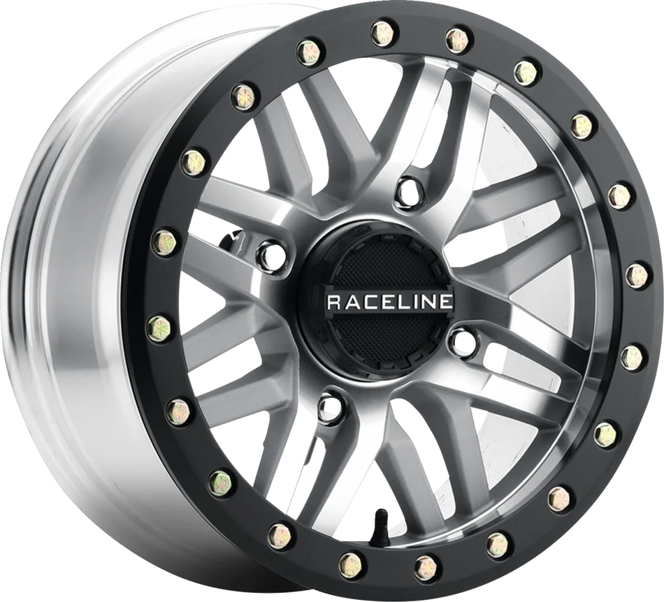 RACELINE WHEELS Wheel - Ryno - Beadlock - Front/Rear - Machined/with Black Ring - 14x7 - 4/137 - 5+2 (+10 mm) A91MA-47037+10