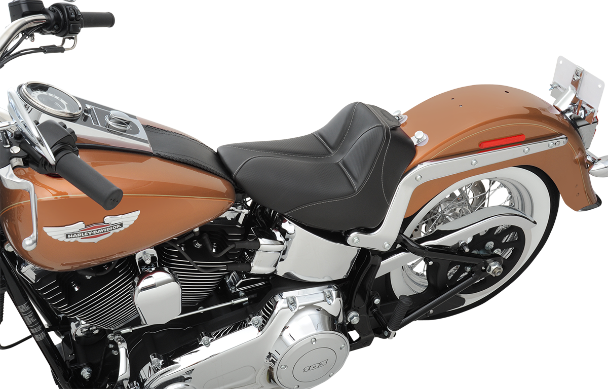 Asiento individual SADDLEMEN Dominator - Cosido - Negro con costuras grises - FLSTC/N '06-'17 806-15-0042 