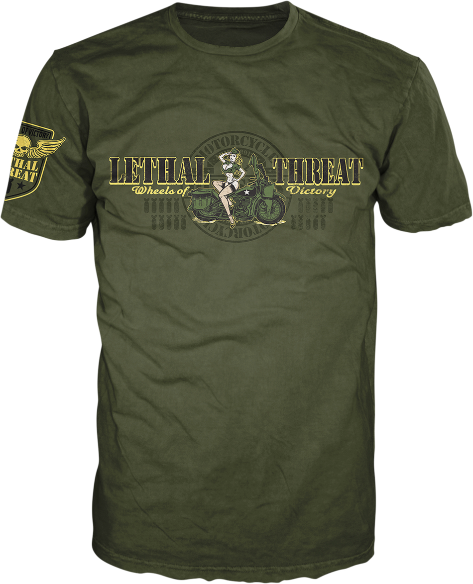 LETHAL THREAT Wheels of Victory T-Shirt - Green - Large VV40168L