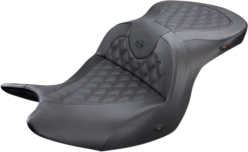 SADDLEMEN Roadsofa Seat - Without Backrest - Full Lattice Stitch - Black - Heated - GL H18-07-182HCT