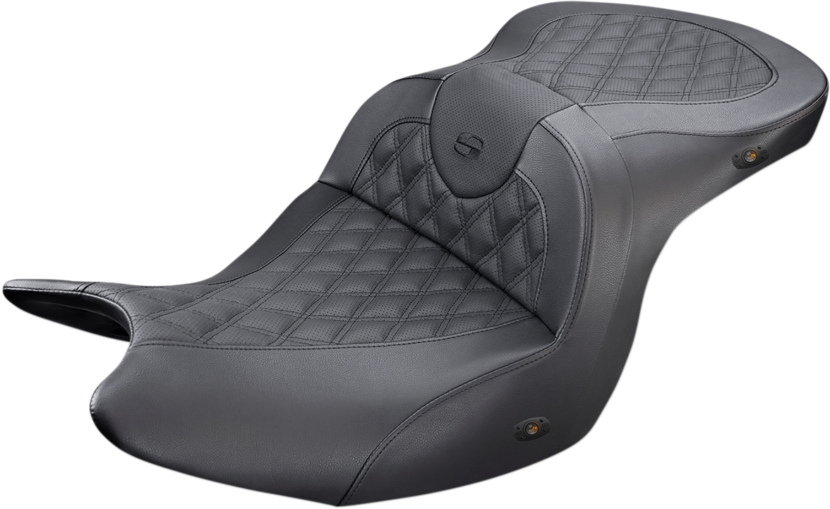 SADDLEMEN Roadsofa Seat - Without Backrest - Full Lattice Stitch - Black - Heated - GL H18-07-182HCT