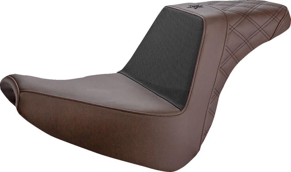 SADDLEMEN Unknown Industries Seat - Front Carbon Fiber/Black Gripper Lumbar/Rear Lattice Stitch - FXBR '18-'20 UN18-31-173BR
