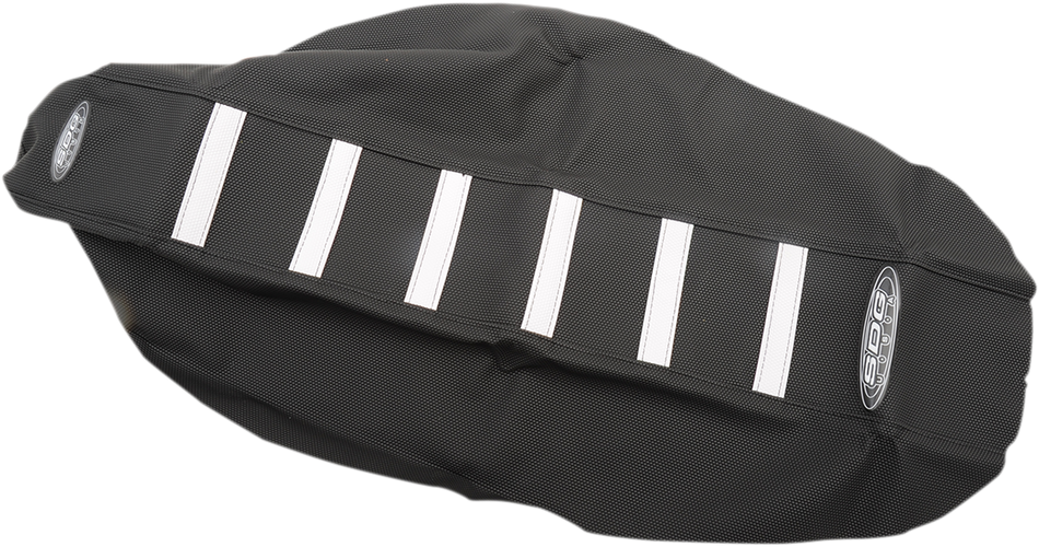SDG 6-Ribbed Seat Cover - White Ribs/Black Top/Black Sides 95946WK