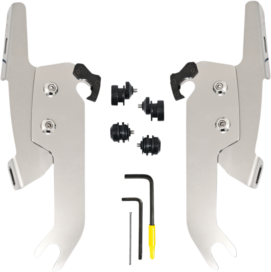 MEMPHIS SHADES Fats/Slim Windshield Trigger Lock Complete Mount Kit - Polished - FLSL MEK2051