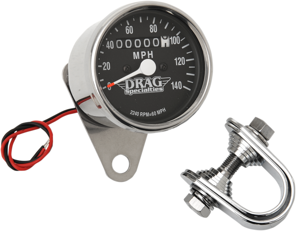 DRAG SPECIALTIES 2.4" MPH Mini LED Mechanical Speedometer/Indicators - Chrome Housing - Black Face - 2240:60 21-6809DS1-BX15