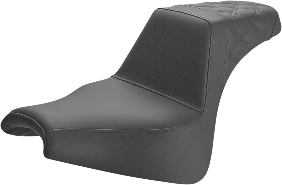 SADDLEMEN Step-Up Seat - Rear Lattice Stitch - Black - FXFB 818-28-173