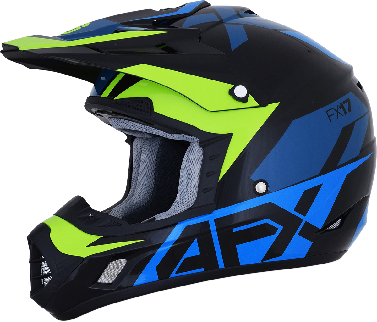 AFX FX-17 Helmet - Aced - Blue/Lime - Large 0110-6501