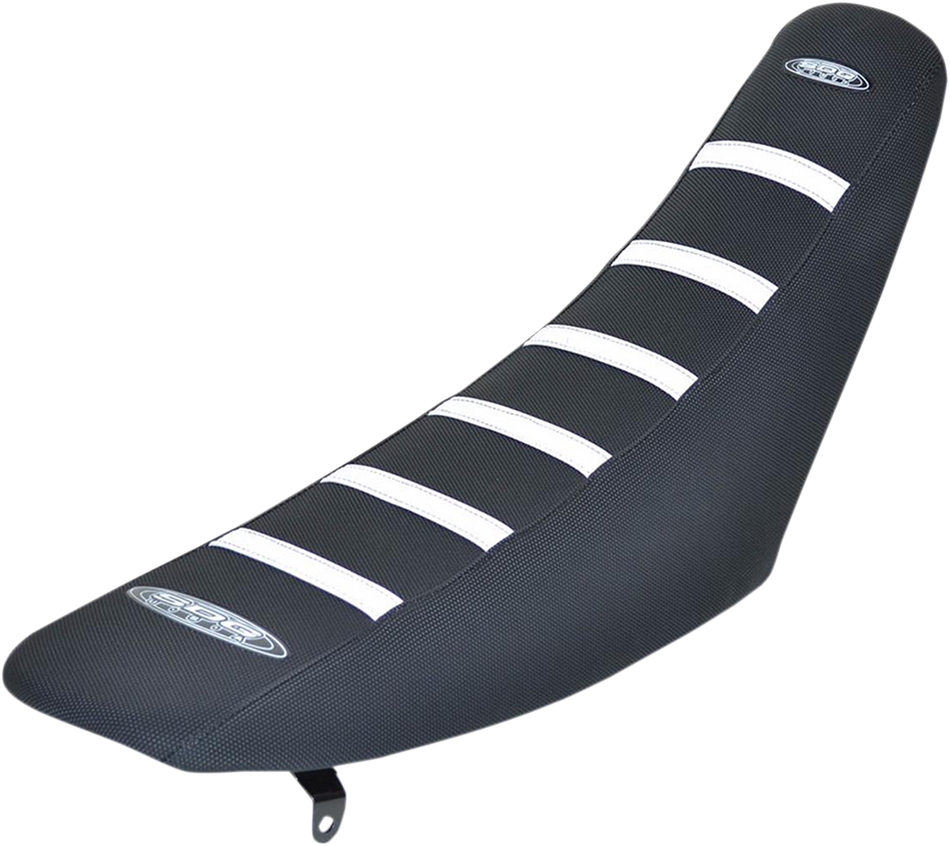 SDG 6-Ribbed Seat Cover - White Ribs/Black Top/Black Sides 95951WK