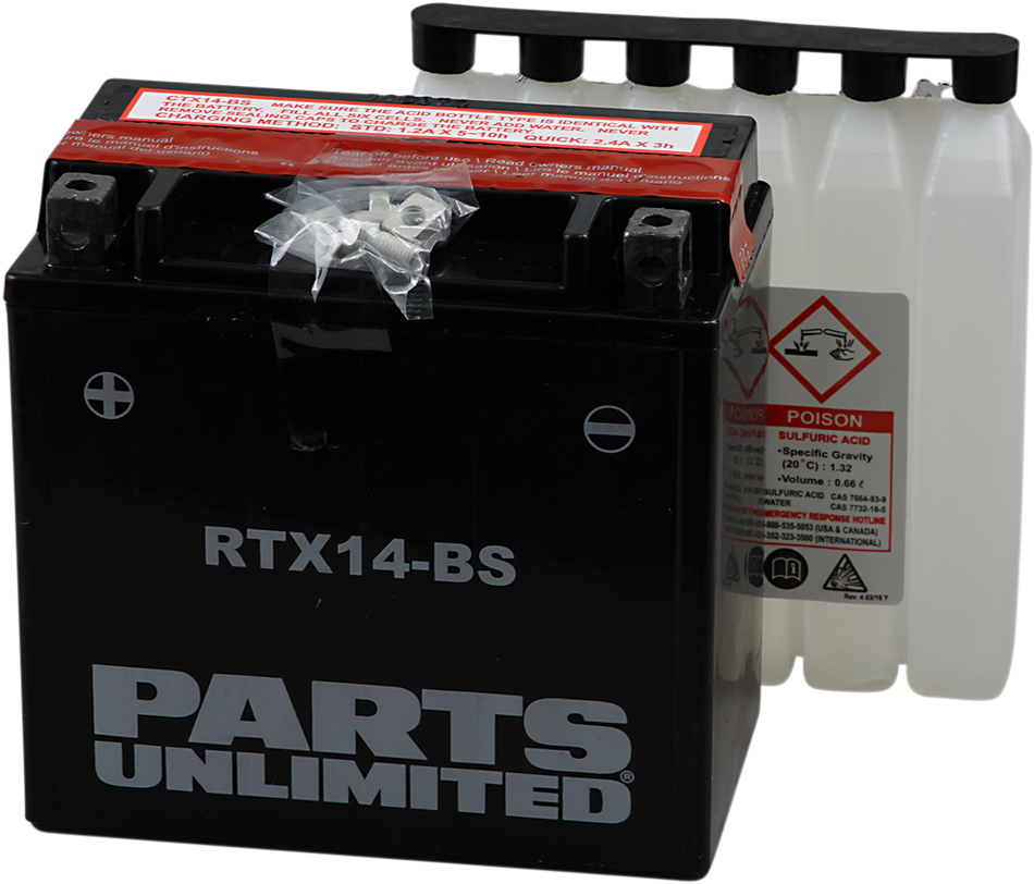 Parts Unlimited Agm Battery - Rtx14-Bs .69 L Ctx14-Bs