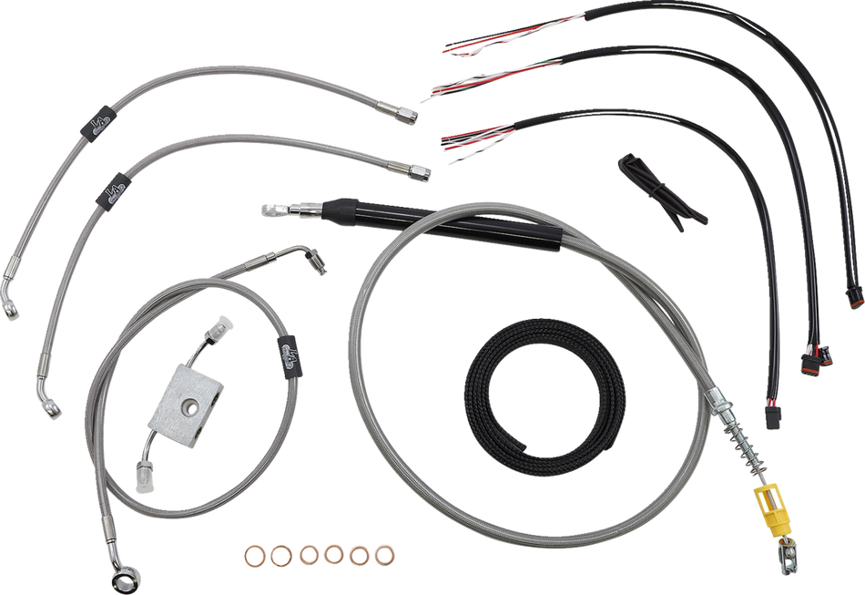 LA CHOPPERS Handlebar Cable/Brake Line Kit- Quick Connect - Complete - 18" - 20" Ape Hangers - Stainless LA-8157KT2-19