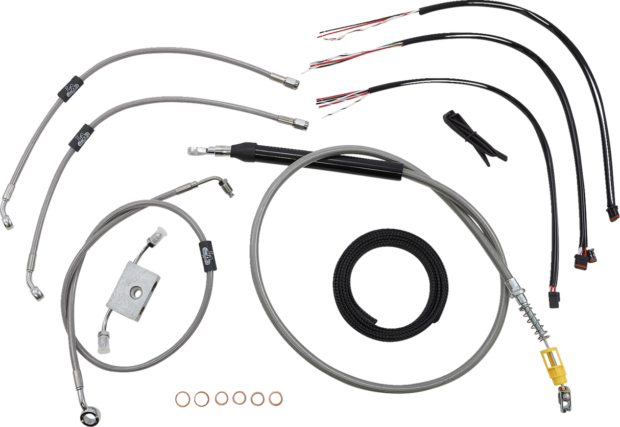 LA CHOPPERS Handlebar Cable/Brake Line Kit- Quick Connect - Complete - 18" - 20" Ape Hangers - Stainless LA-8157KT2-19