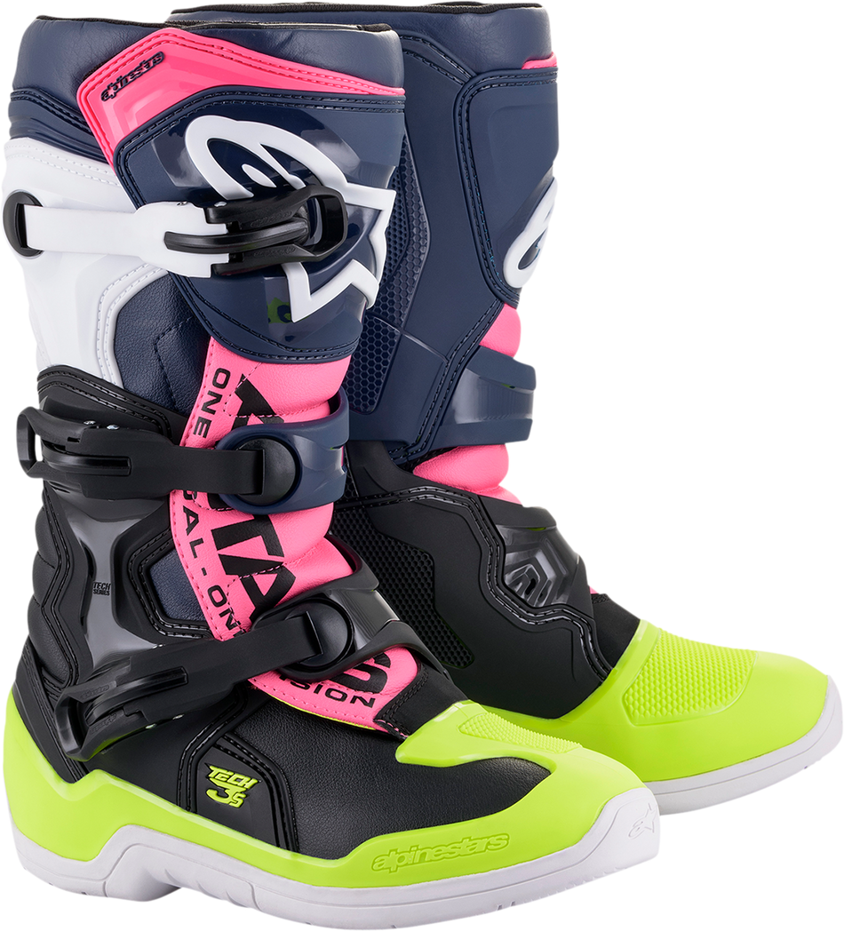 ALPINESTARS Tech 3S Boots - Black/Blue/Pink/White/Yellow - US 6 2014018-1176-6