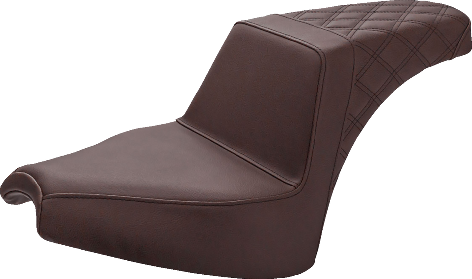 SADDLEMEN Step Up Seat - Front Smooth/Rear Lattice - Brown - Chief I21-04-173BR