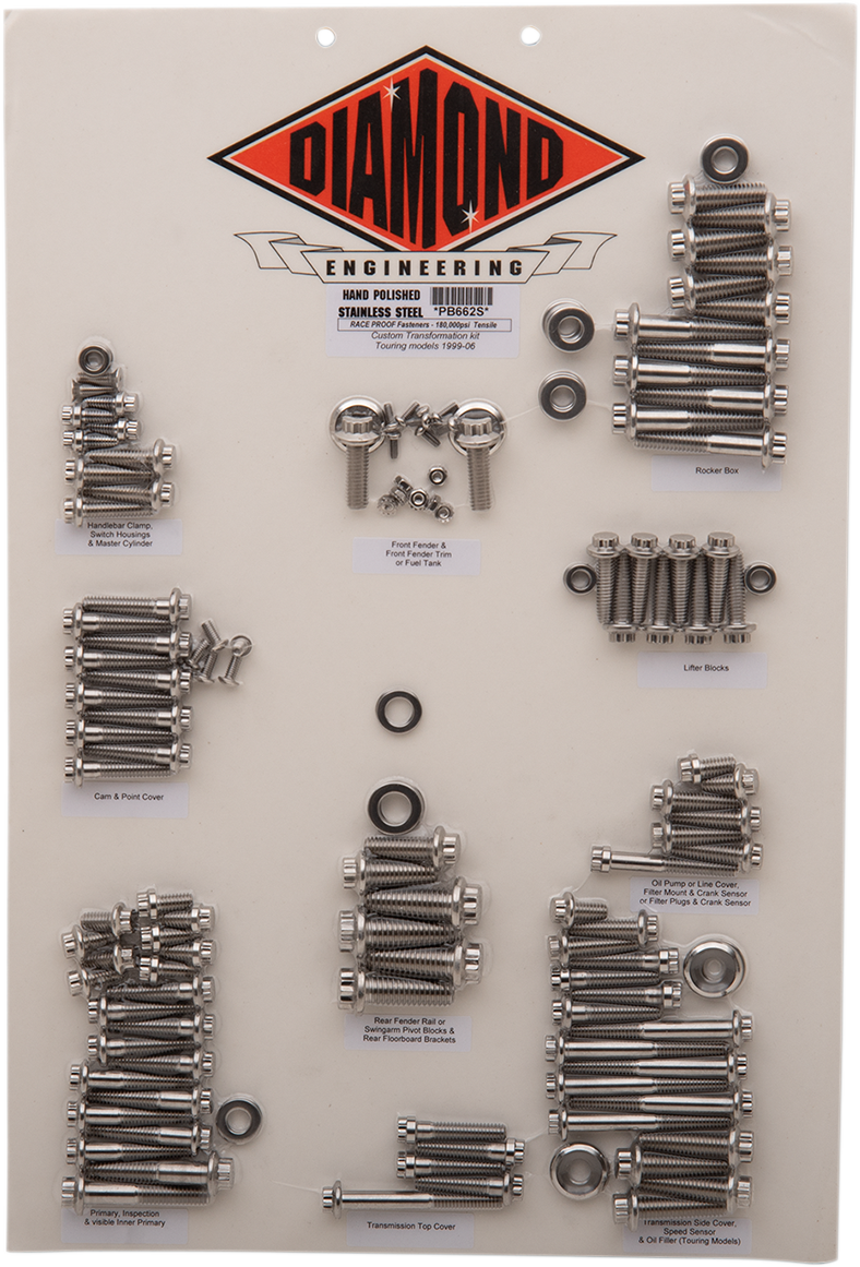 DIAMOND ENGINEERING Bolt Kit - Transformation - 12-Point - FLHT PB662S