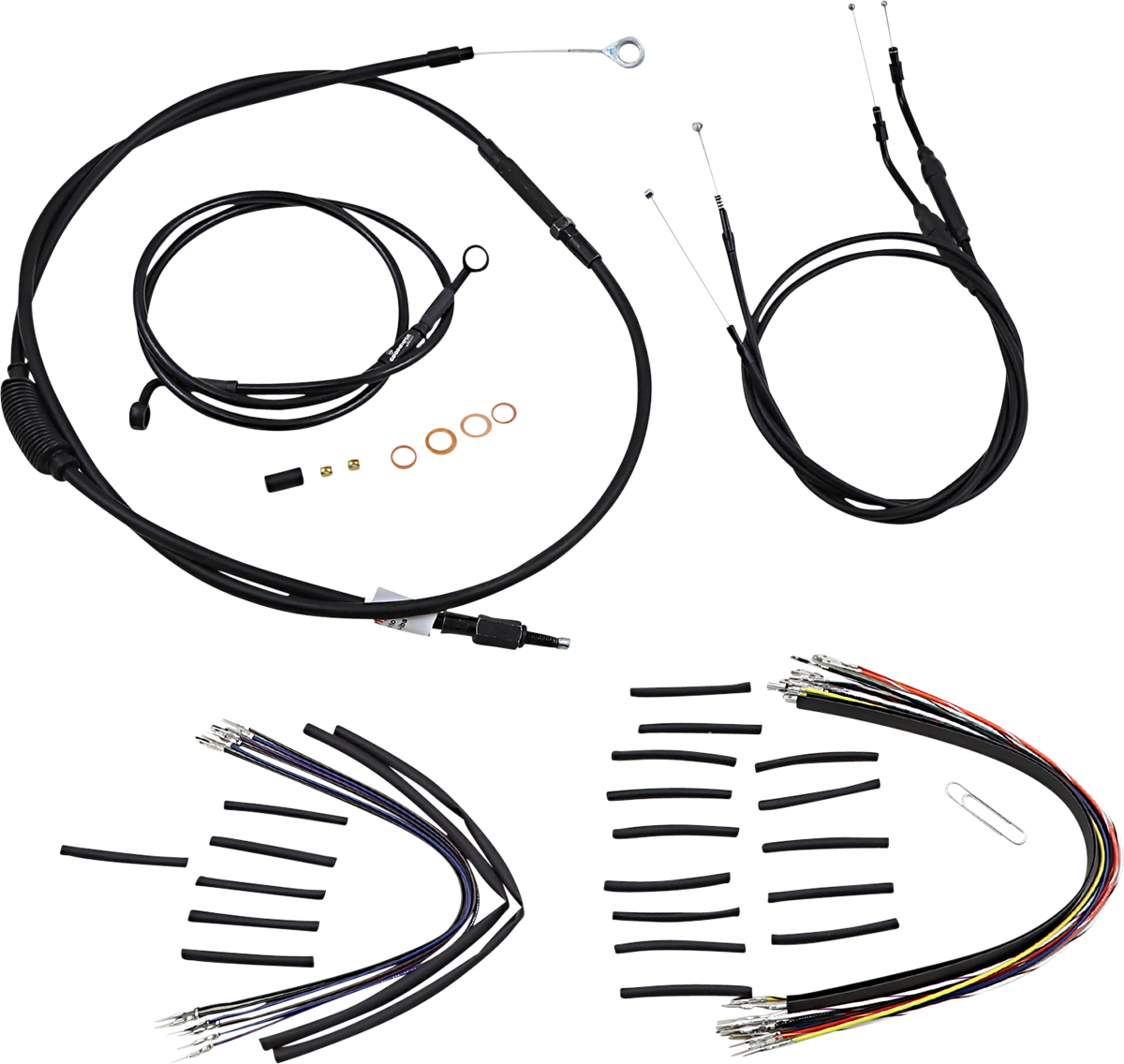 BURLY BRAND Cable Kit - Jail Bar - 12" Handlebars - Black Vinyl B30-1147