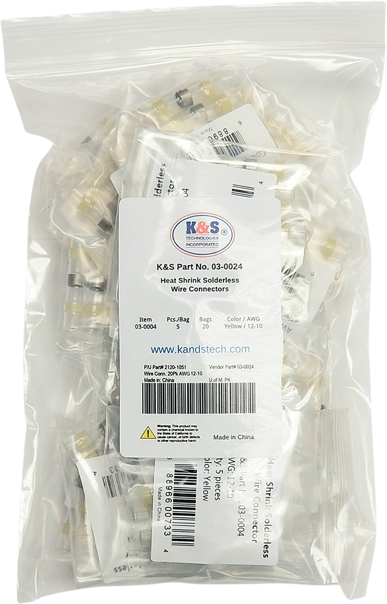 K&S TECHNOLOGIES Wire Connector - 20PK - AWG 12-10 03-2024