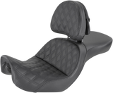 SADDLEMEN Explorer Seat - With Backrest - Lattice Stitched - Black - FXD 806-04-030LS