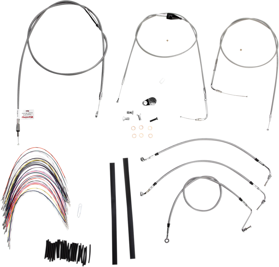 BURLY BRAND Kit de cable de manillar/línea de freno - Completo - Manillar Ape Hanger de 14" - Acero inoxidable B30-1082 