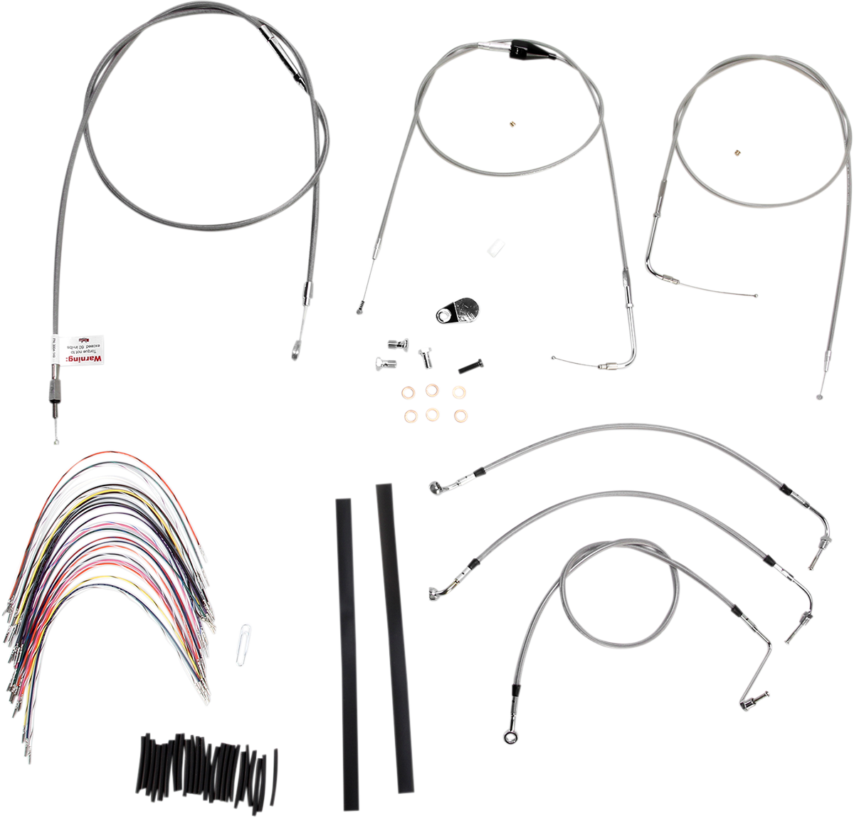 BURLY BRAND Handlebar Cable/Brake Line Kit - Complete - 14" Ape Hanger Handlebars - Stainless Steel B30-1082