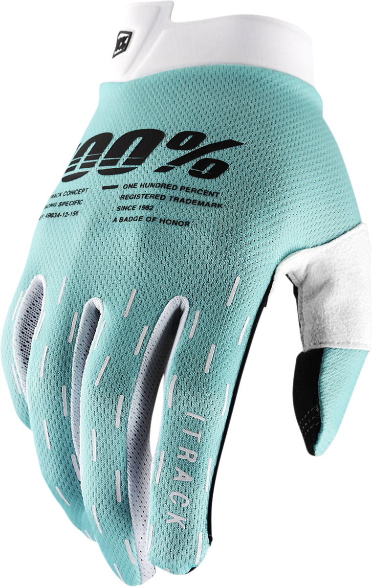 100% iTrack Gloves - Aqua - Large 10008-00002