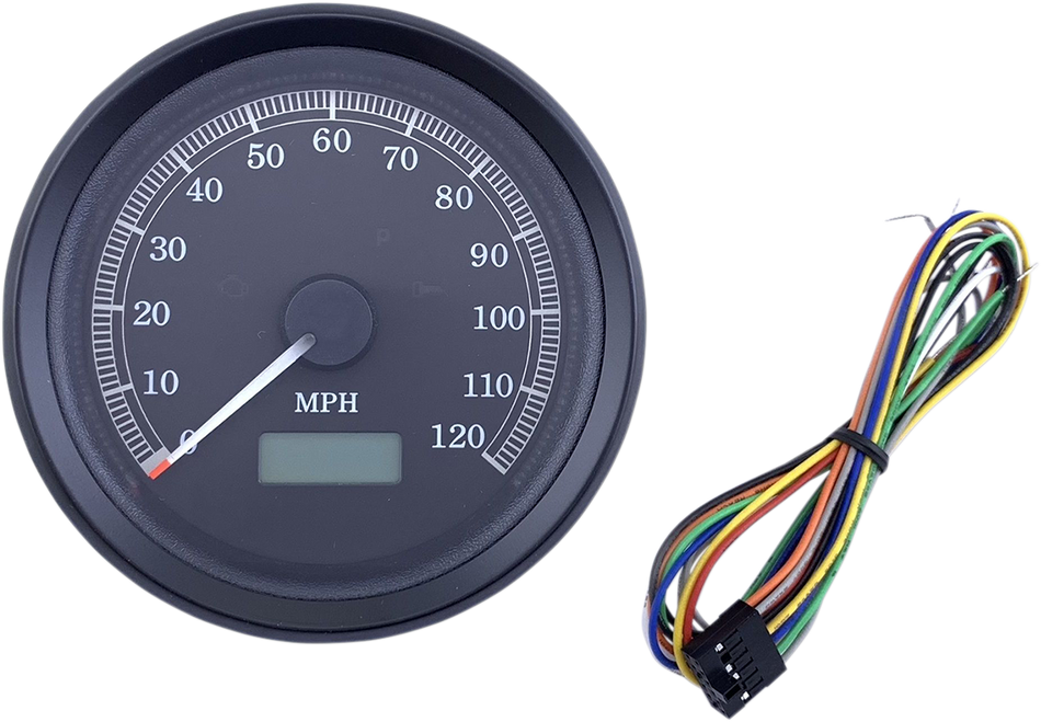 DRAG SPECIALTIES Universal 3-3/8" Programmable Electronic Speedometer - MPH - Black Face - Black Bezel NOT PLUG & PLAY; HARDWIRE T21-69A3BBDSR