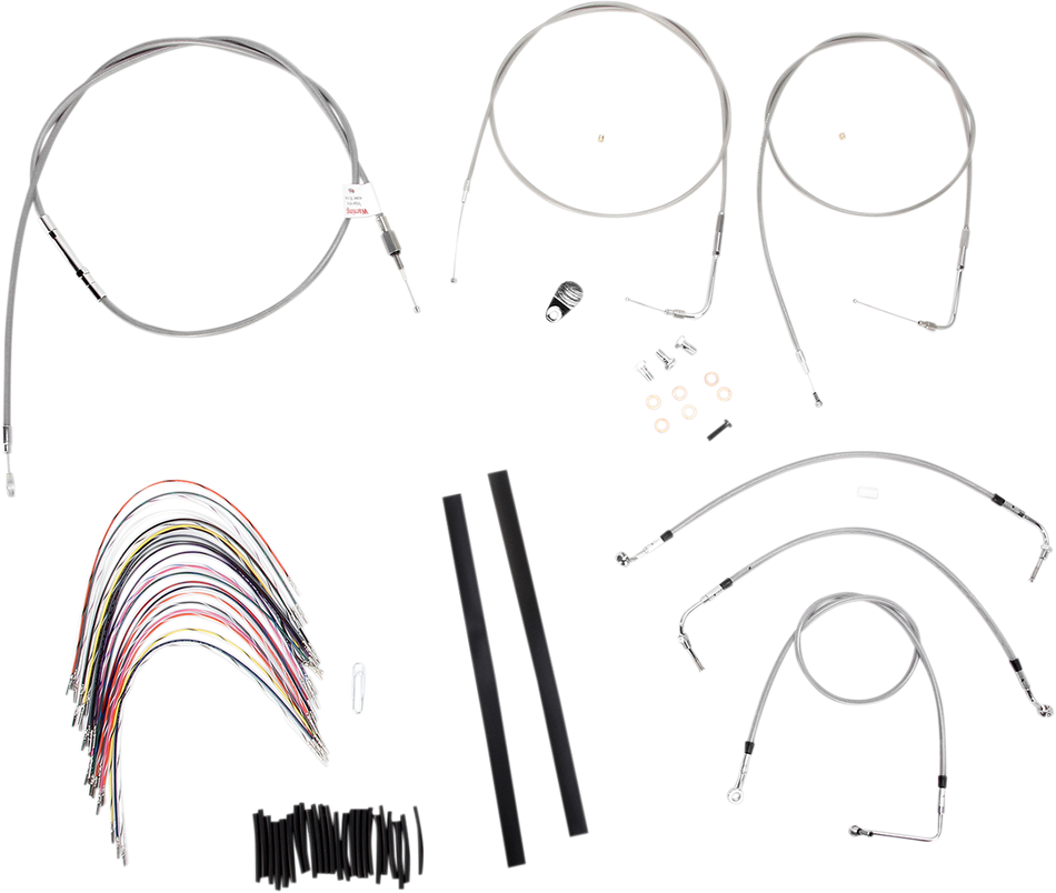 BURLY BRAND Kit de cable de manillar/línea de freno - Completo - Manillar Ape Hanger de 16" - Acero inoxidable B30-1080 