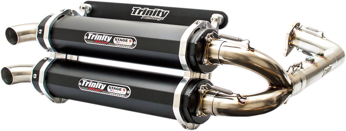 TRINITY RACING Stage 5 Dual Exhaust - Black TR-4153D-BK