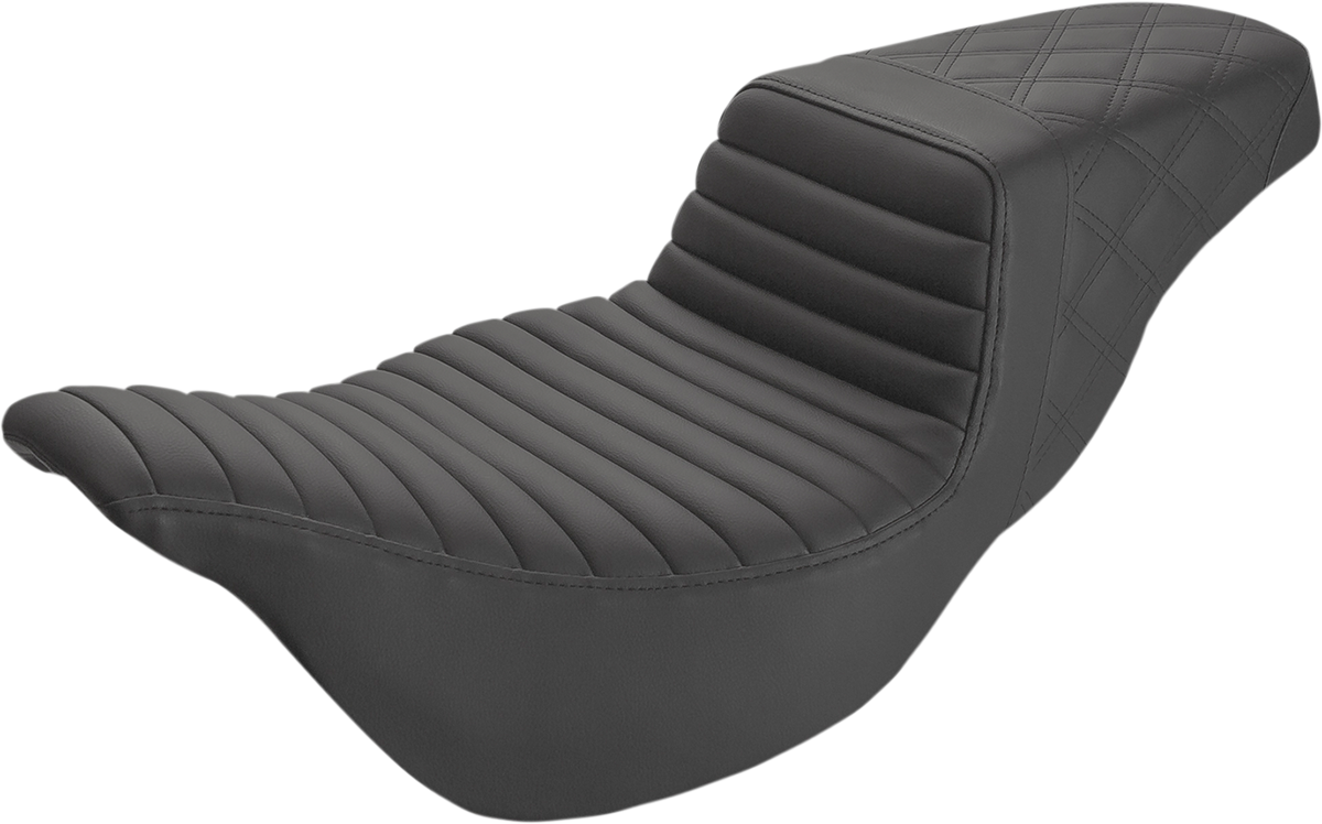 SADDLEMEN Step-Up Seat - Extended Reach - Front Tuck-n-Roll/Rear Lattice Stitch - Black - FL '08-'23 808-07B-176E