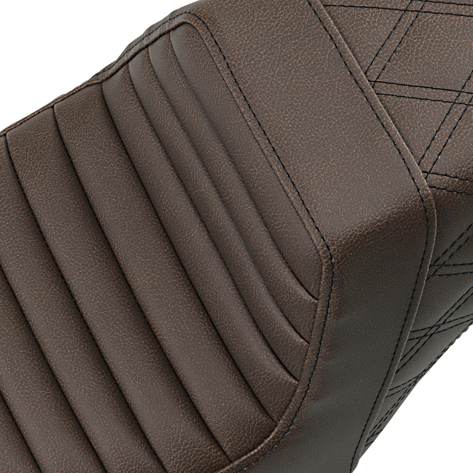 SADDLEMEN Step-Up Seat - Front Tuck-n-Roll/Rear Lattice Stitch - Brown 807-11-176BR