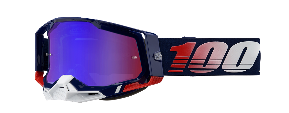 100% Racecraft 2 Schutzbrille - Republic - Rot/Blau verspiegelt 50010-00022