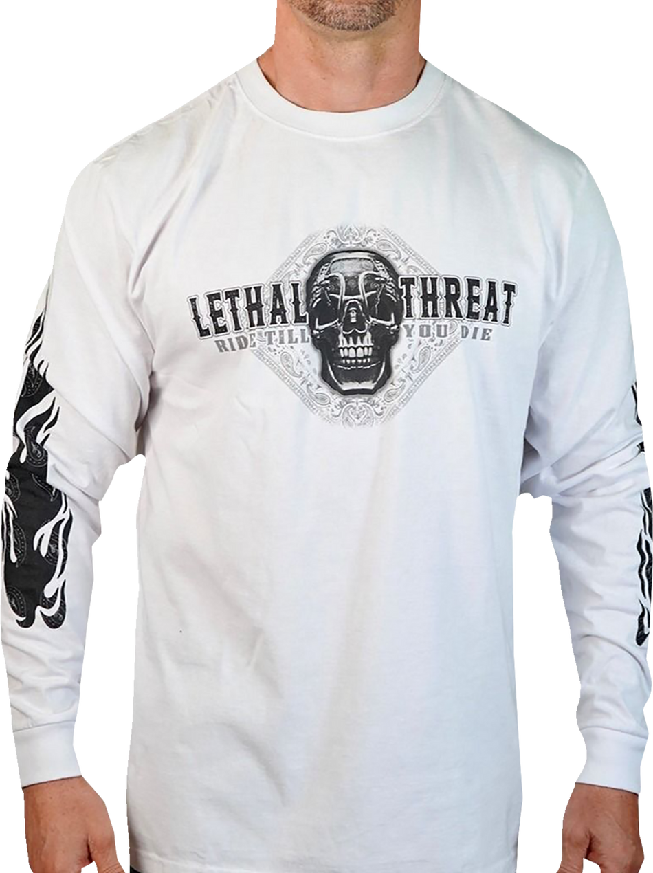 LETHAL THREAT Death Rider Long-Sleeve T-Shirt - White - Large LS20876L