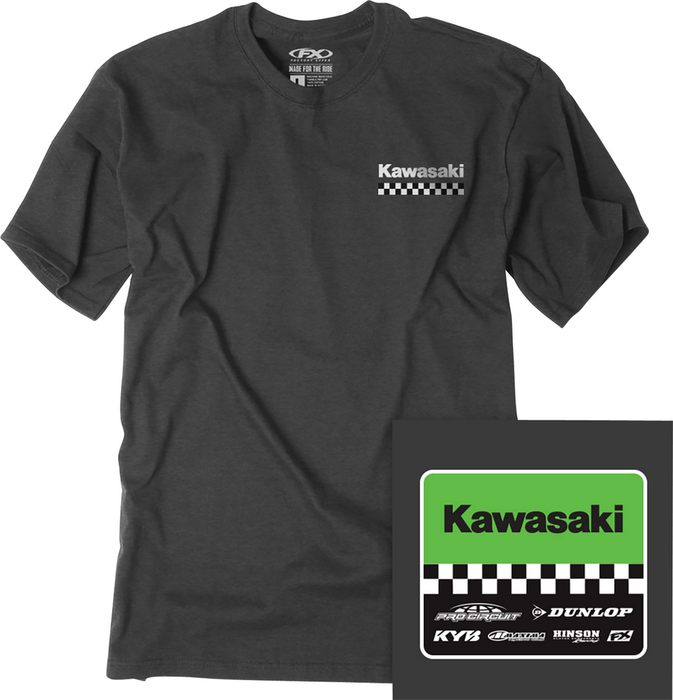 FACTORY EFFEX Youth Kawasaki Starting Line T-Shirt - Heather Charcoal - XL 27-83106