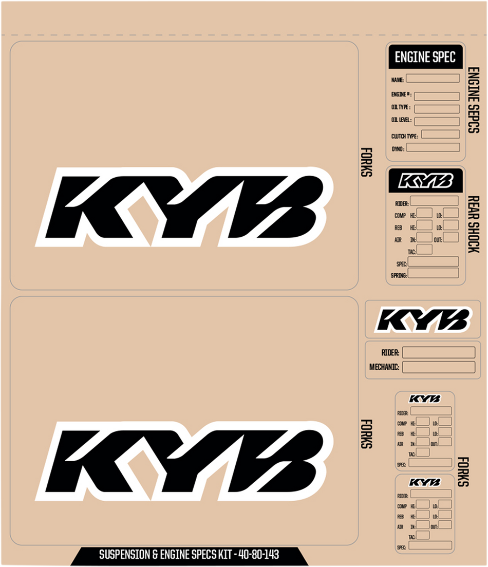 Kit de calcomanías KYB de D'COR VISUALS - Negro 40-80-143