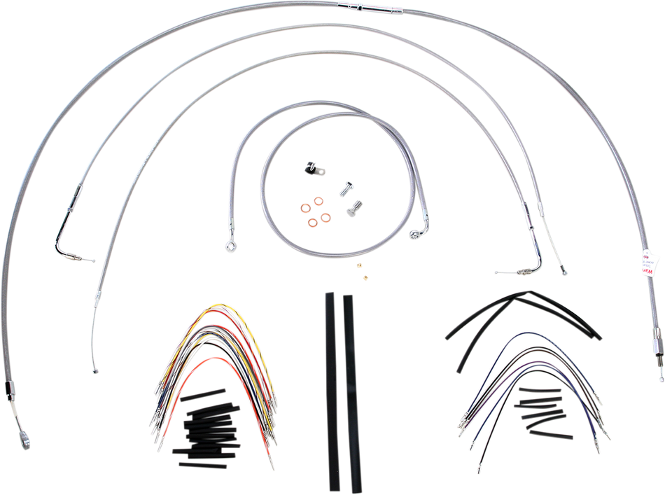BURLY BRAND Kit de cable de manillar/línea de freno - Completo - Manillar Ape Hanger de 18" - Acero inoxidable B30-1059 