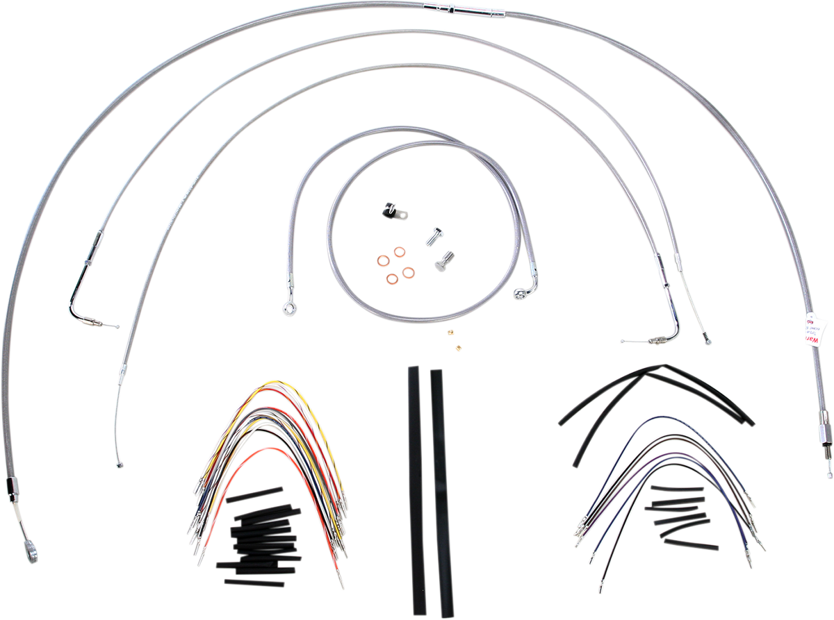 BURLY BRAND Handlebar Cable/Brake Line Kit - Complete - 18" Ape Hanger Handlebars - Stainless Steel B30-1059