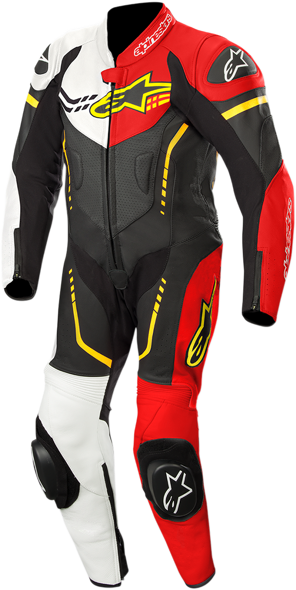 ALPINESTARS Youth GP Plus 1-Piece Leather Suit - Black/White/Red Fluorescent/Yellow Fluorescent - US 28 / EU 150 31405181236150