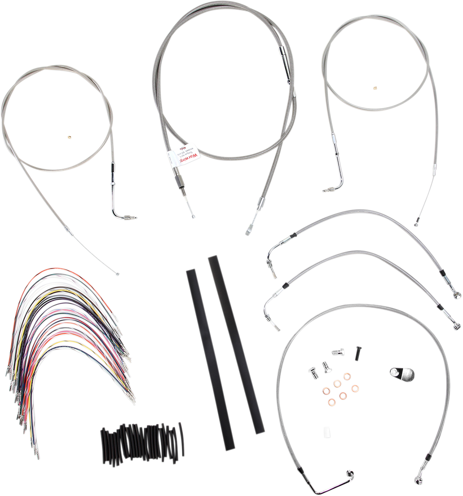 BURLY BRAND Kit de cable de manillar/línea de freno - Completo - Manillar Ape Hanger de 16" - Acero inoxidable B30-1077 