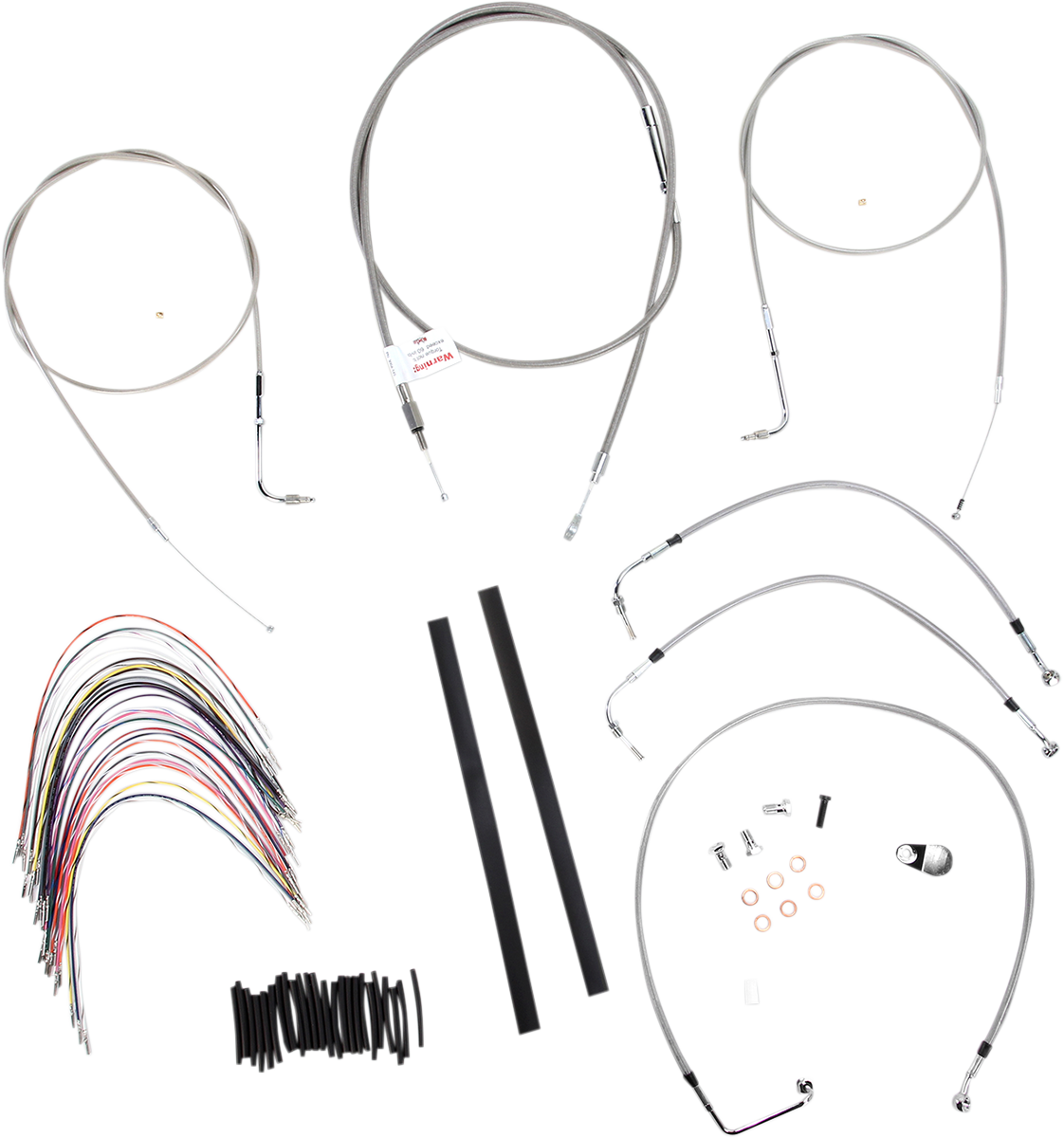 BURLY BRAND Handlebar Cable/Brake Line Kit - Complete - 16" Ape Hanger Handlebars - Stainless Steel B30-1077