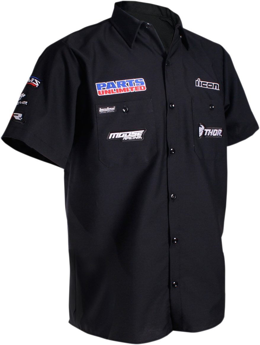 THROTTLE THREADS Parts Unlimited Shop Shirt - Black - Medium PSU32S24BKMR