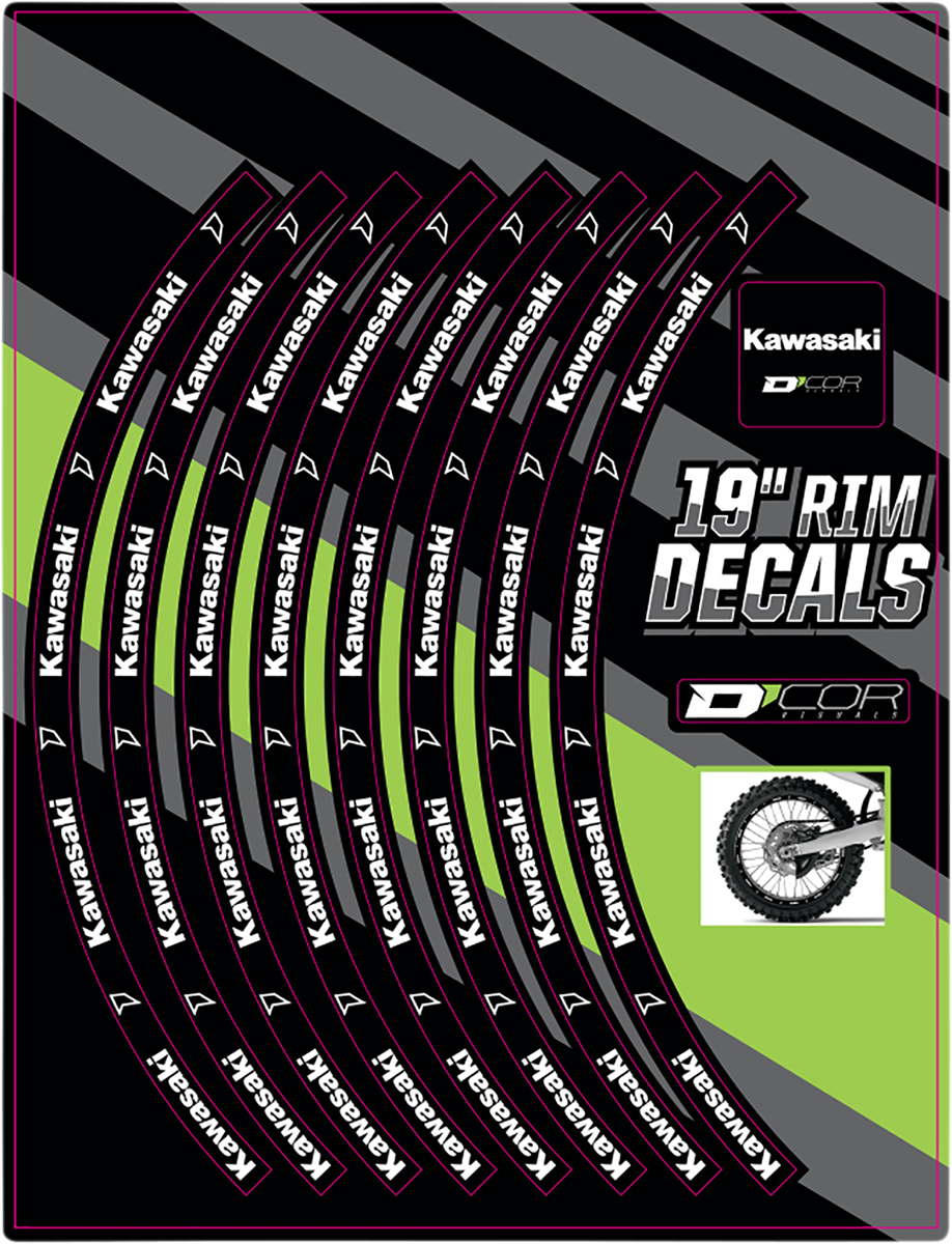 D'COR VISUALS Rim Decal - Kawasaki Logo - 19" Rear 40-80-201