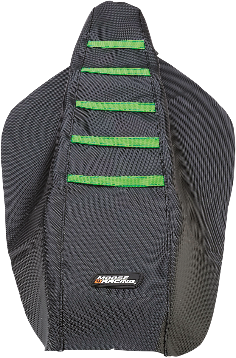 MOOSE RACING Ribbed Seat Cover - Black Cover/Green Ribs - Kawasaki KXF25009-334RT