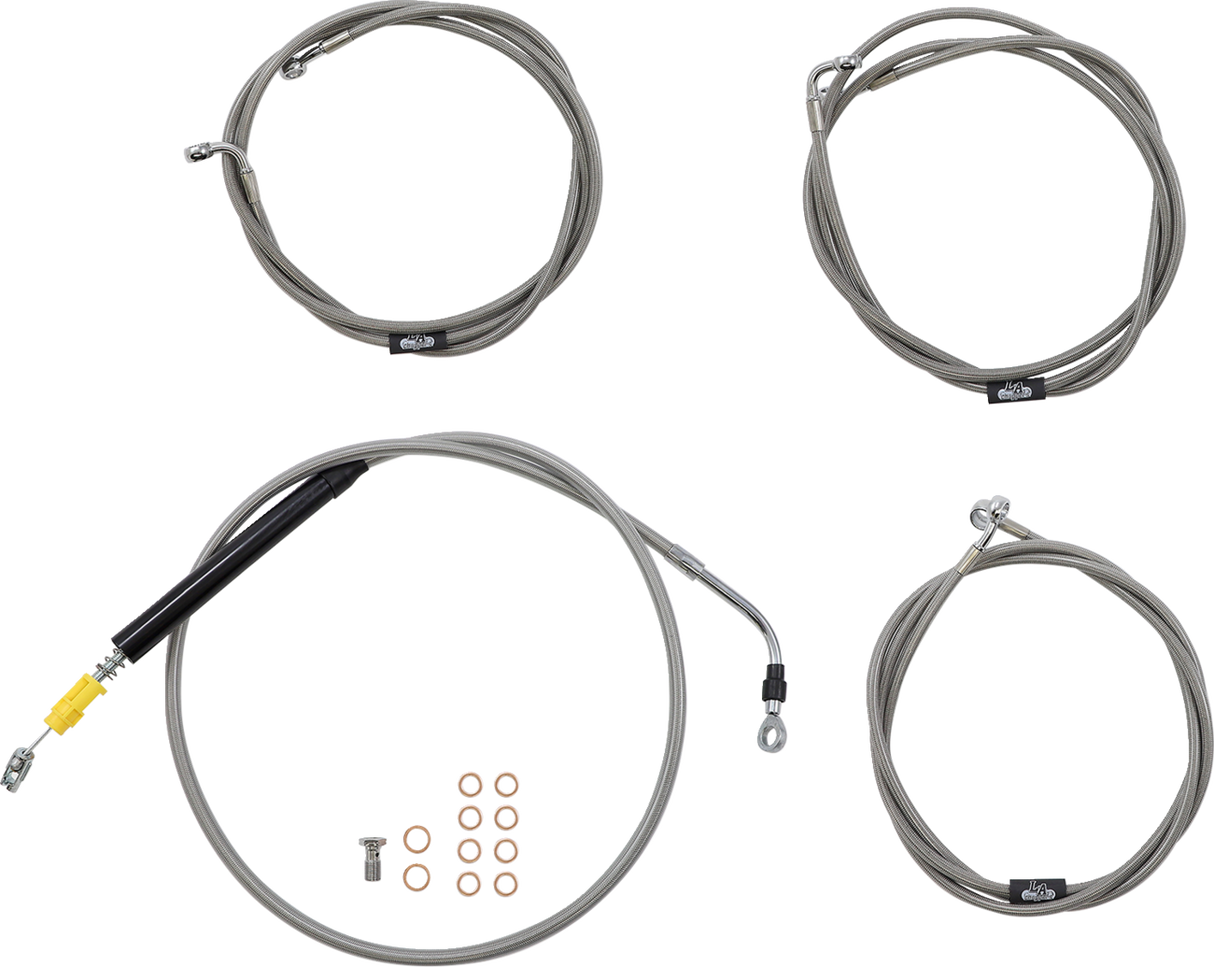 LA CHOPPERS Handlebar Cable/Brake Line Kit - 18" - 20" Ape Hanger Handlebars - Stainless Steel LA-8056KT-19