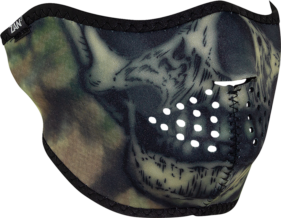ZAN HEADGEAR Neoprene Half Mask - Woodland Camo Tie Dye Skull WNFM611H