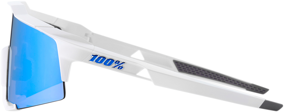 100% Speedcraft Sunglasses - White - Blue Mirror 60007-00012