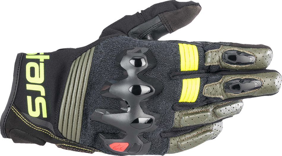 ALPINESTARS Halo Gloves - Forest Black/Fluo Yellow - 2XL 3504822-6085-2X