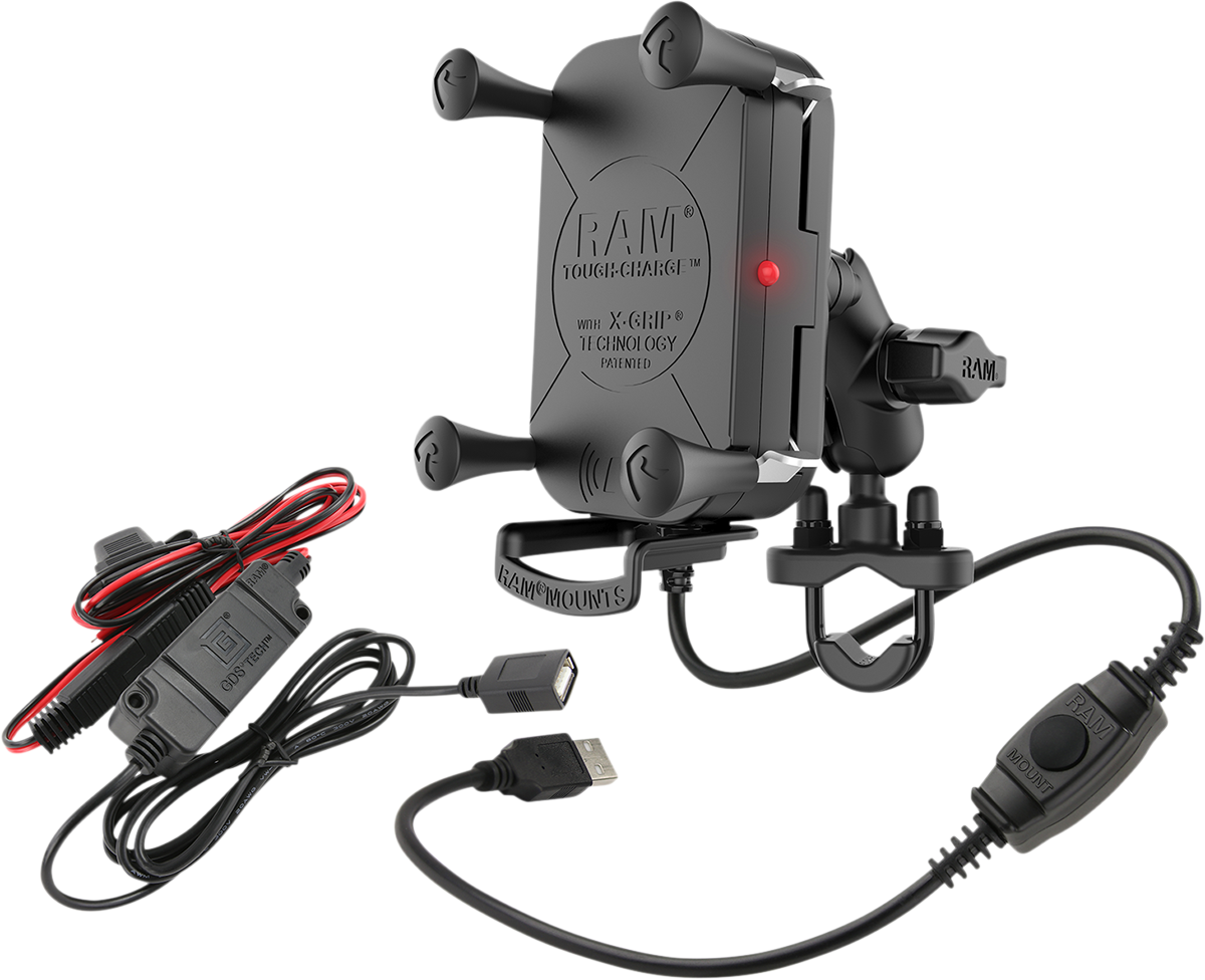 RAM MOUNTS Device Holder - Tough-Charge - Charging - Wireless - Waterproof - Hardwire Charger - U-Bolt Mount RAMB149ZAUN12WV