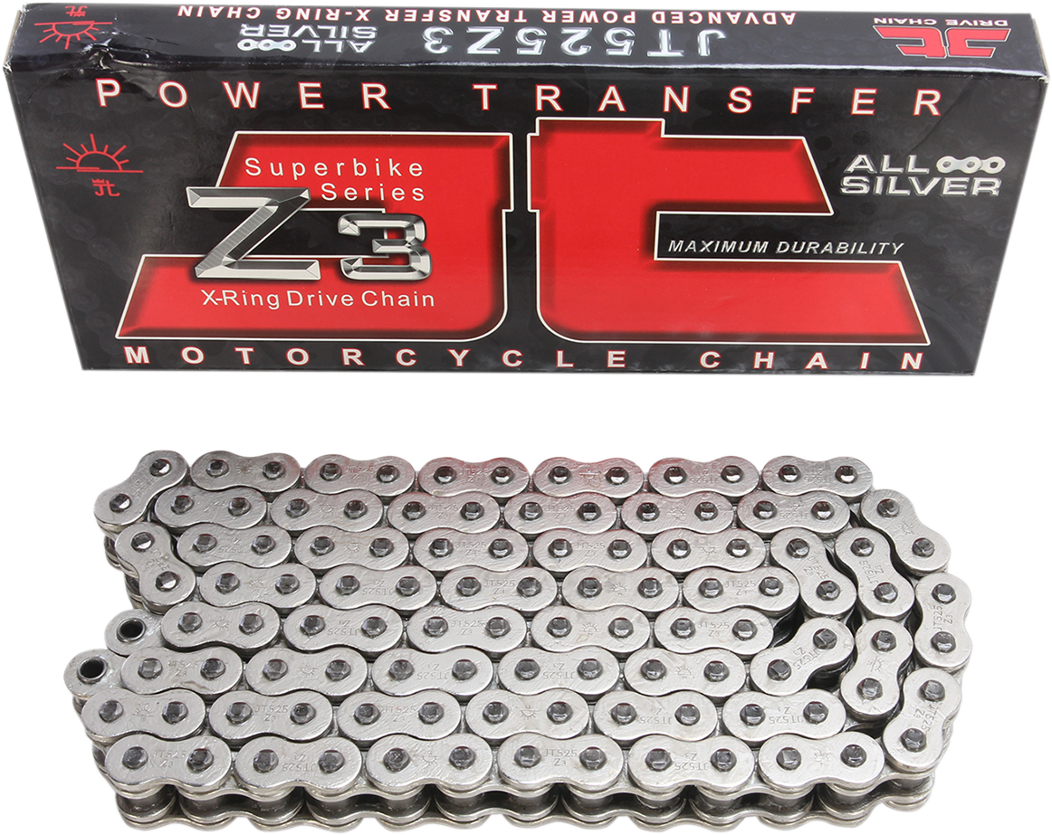 JT CHAINS 525 Z3 - Heavy Duty X-Ring Sealed Drive Chain - Nickel - 110 Links JTC525Z3NN110RL